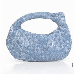 Denim look Woven Knot Detail Mini Bag